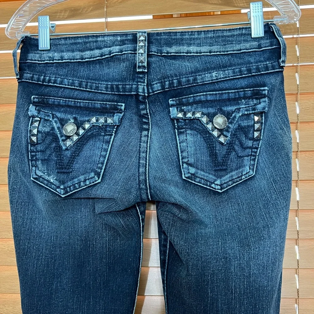 PRVCY Skinny Jean Studs Blue Flap Pocket women’s Size 25